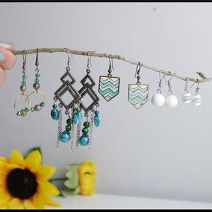 Turquoise, Blue, & White Earrings